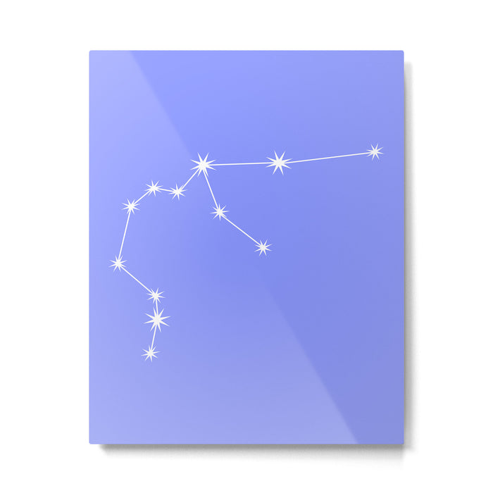 Aquarius Zodiac Star Constellation Line Art Pastel Purple Metal Print Gallery Image 1