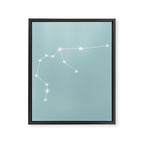 Aquarius Zodiac Star Constellation Line Art Pastel Teal Framed Canvas Print Gallery Image 8