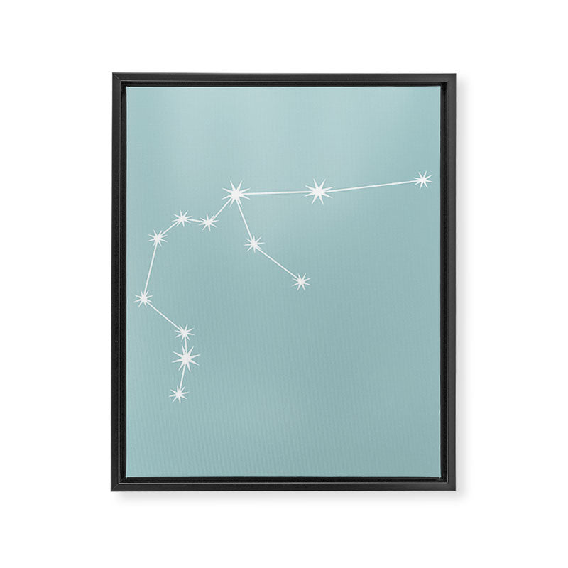 Aquarius Zodiac Star Constellation Line Art Pastel Teal Framed Canvas Print Gallery Image 8