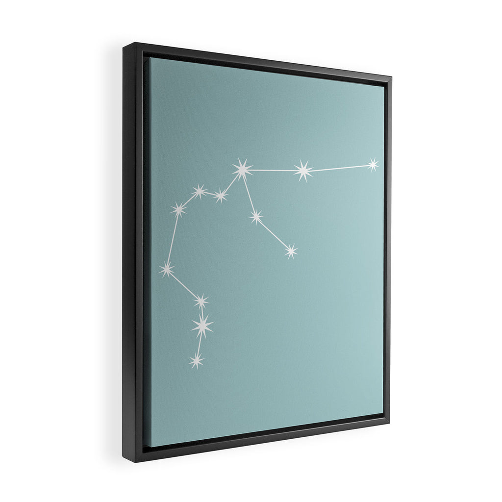 Aquarius Zodiac Star Constellation Line Art Pastel Teal Framed Canvas Print Gallery Image 2