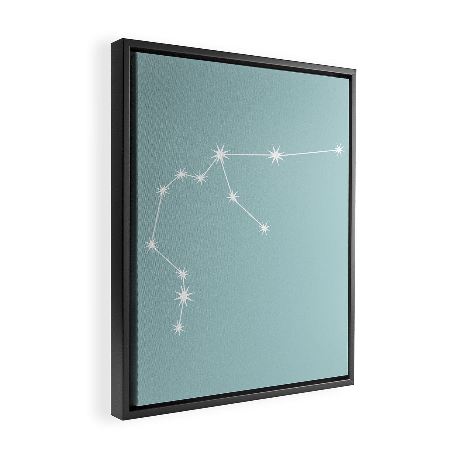 Aquarius Zodiac Star Constellation Line Art Pastel Teal Framed Canvas Print Gallery Image 2