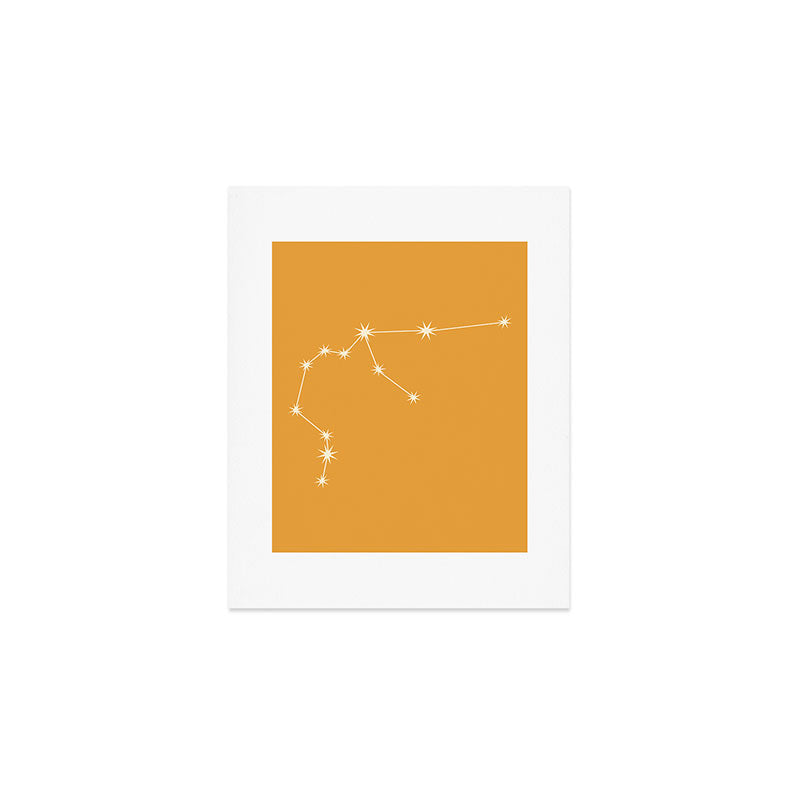 Aquarius Zodiac Star Constellation Line Art Peach Orange Art Print Gallery Image 1