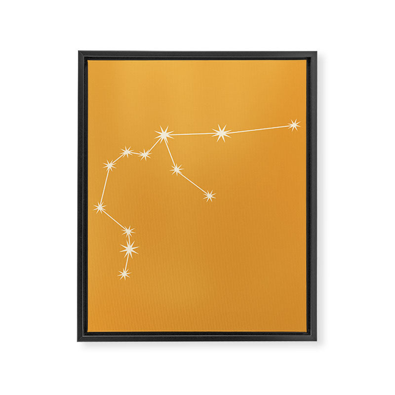 Aquarius Zodiac Star Constellation Line Art Peach Orange Framed Canvas Print Gallery Image 8