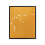 Aquarius Zodiac Star Constellation Line Art Peach Orange Framed Canvas Print Gallery Image 8