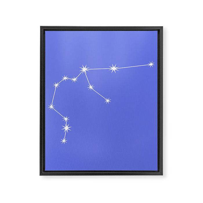 Aquarius Zodiac Star Constellation Line Art Periwinkle Purple Framed Canvas Print Gallery Image 1