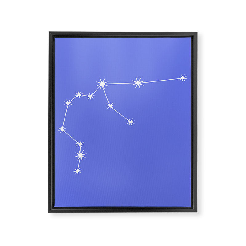 Aquarius Zodiac Star Constellation Line Art Periwinkle Purple Framed Canvas Print Gallery Image 8