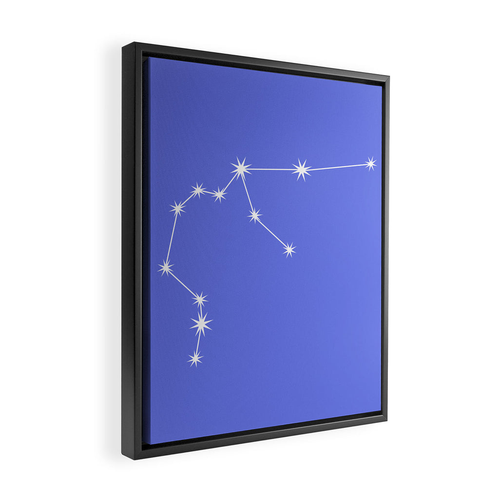 Aquarius Zodiac Star Constellation Line Art Periwinkle Purple Framed Canvas Print Gallery Image 2