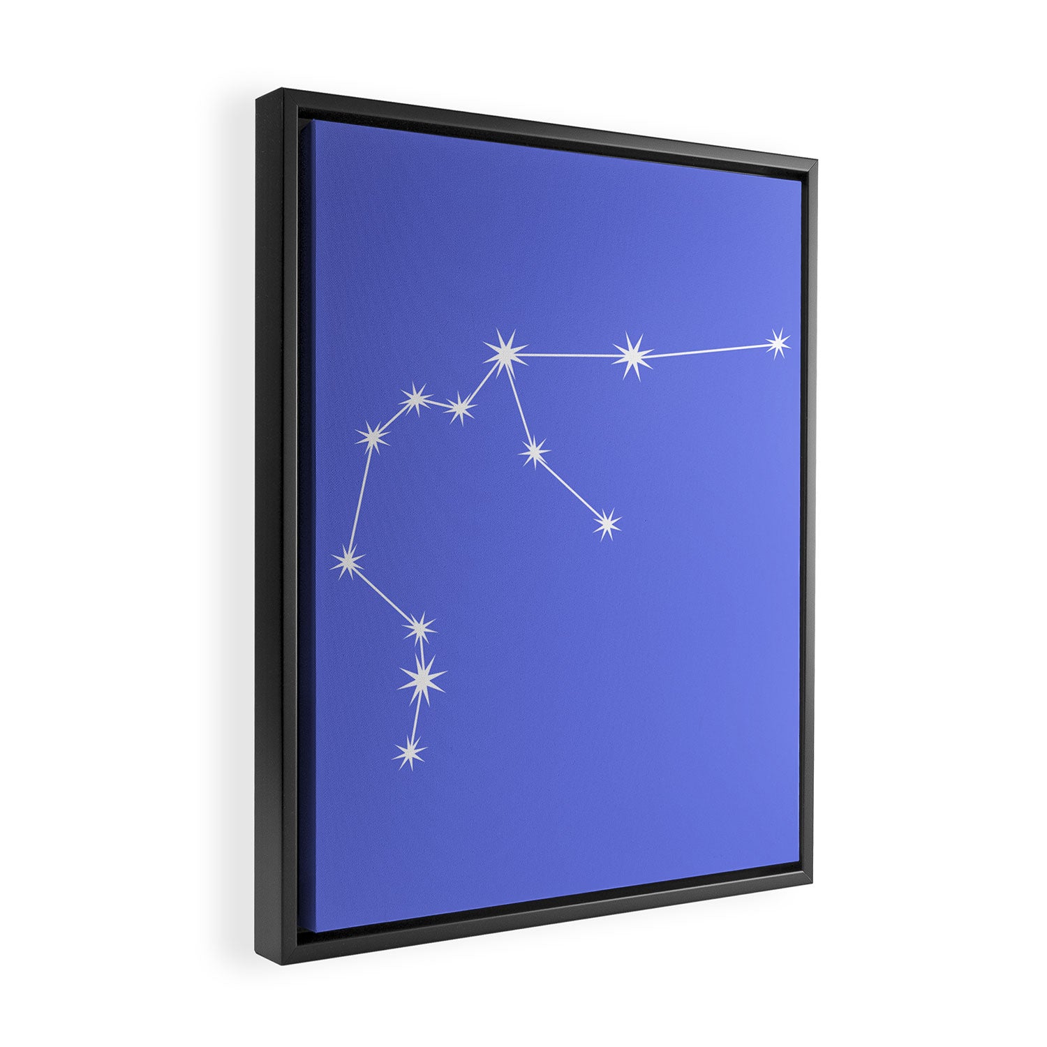 Aquarius Zodiac Star Constellation Line Art Periwinkle Purple Framed Canvas Print Gallery Image 2