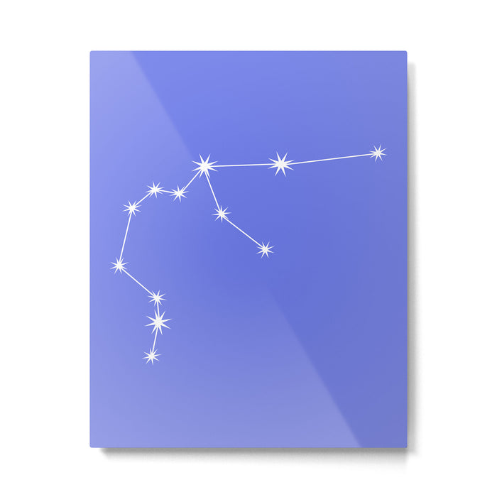 Aquarius Zodiac Star Constellation Line Art Periwinkle Purple Metal Print Gallery Image 1