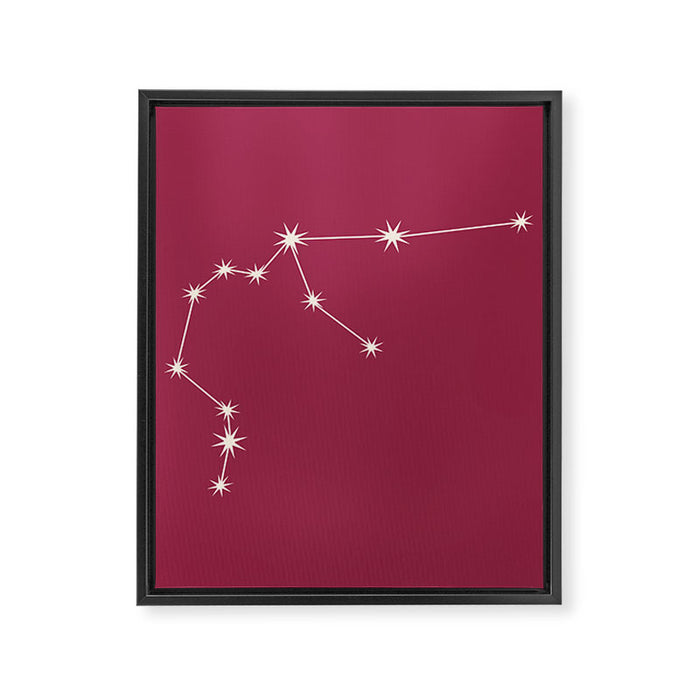 Aquarius Zodiac Star Constellation Line Art Pink Framed Canvas Print Gallery Image 1
