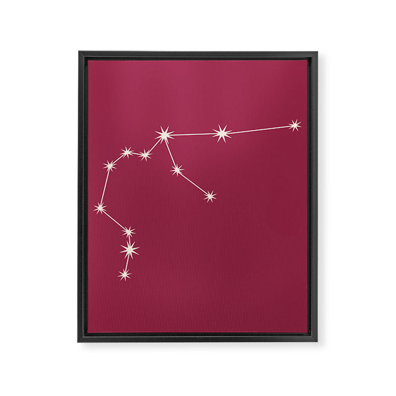 Aquarius Zodiac Star Constellation Line Art Pink Framed Canvas Print Gallery Image 8