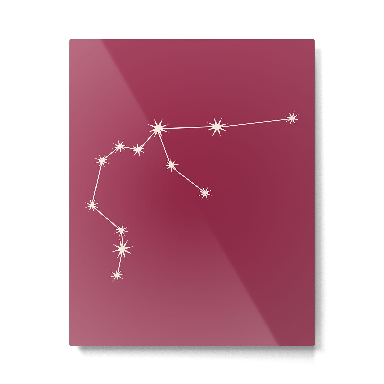 Aquarius Zodiac Star Constellation Line Art Pink Metal Print Gallery Image 6