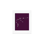 Aquarius Zodiac Star Constellation Line Art Plum Purple Art Print Gallery Image 1