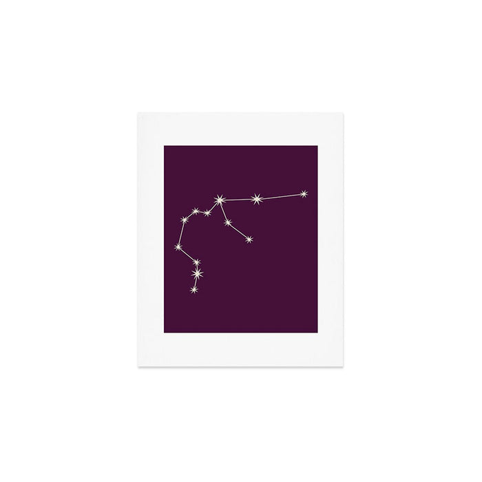 Aquarius Zodiac Star Constellation Line Art Plum Purple Art Print Gallery Image 1