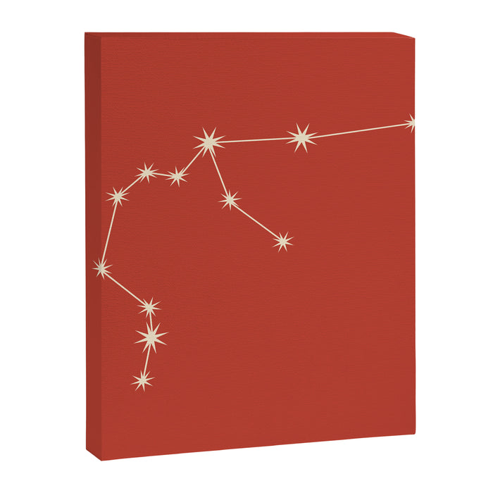 Aquarius Zodiac Star Constellation Line Art Red Canvas Print Gallery Image 1