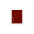 Aquarius Zodiac Star Constellation Line Art Ruby Red Art Print Gallery Image 1