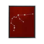 Aquarius Zodiac Star Constellation Line Art Ruby Red Framed Canvas Print Gallery Image 8