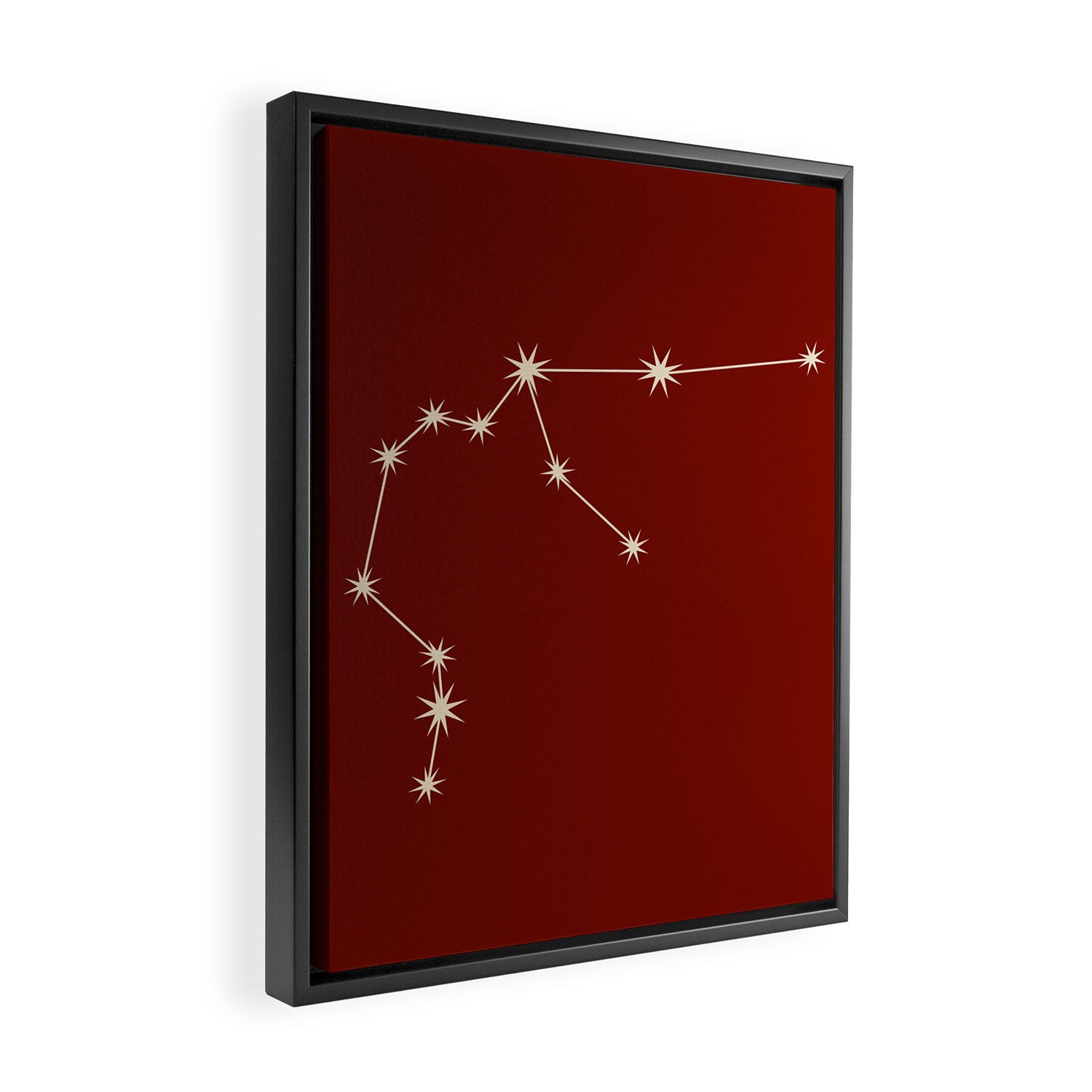 Aquarius Zodiac Star Constellation Line Art Ruby Red Framed Canvas Print Gallery Image 2