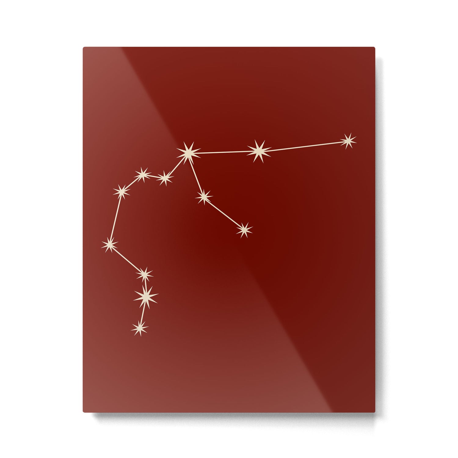 Aquarius Zodiac Star Constellation Line Art Ruby Red Metal Print Gallery Image 6