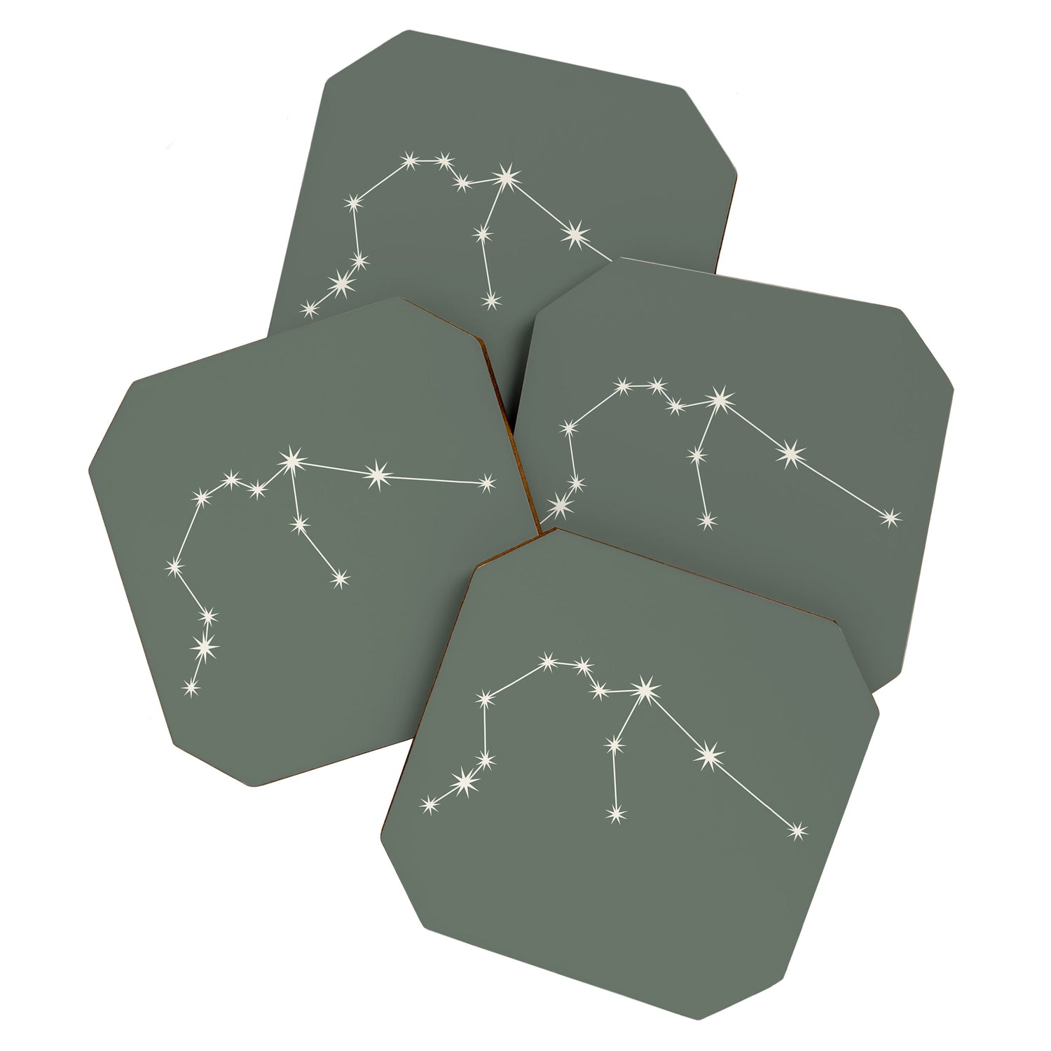 Aquarius Zodiac Star Constellation Line Art Sage Coaster Gallery Image 1
