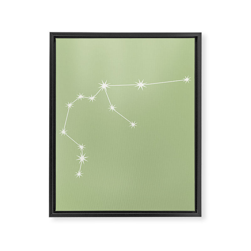 Aquarius Zodiac Star Constellation Line Art Soft Green Framed Canvas Print Gallery Image 8