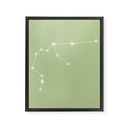 Aquarius Zodiac Star Constellation Line Art Soft Green Framed Canvas Print Gallery Image 8