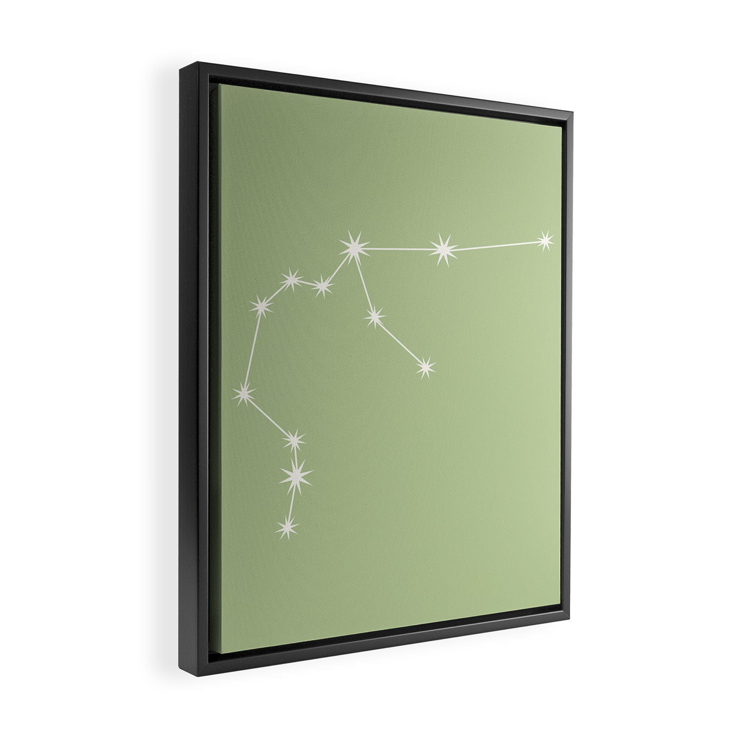 Aquarius Zodiac Star Constellation Line Art Soft Green Framed Canvas Print Gallery Image 2