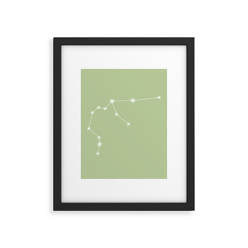 Aquarius Zodiac Star Constellation Line Art Soft Green Framed Art Print Gallery Image 6
