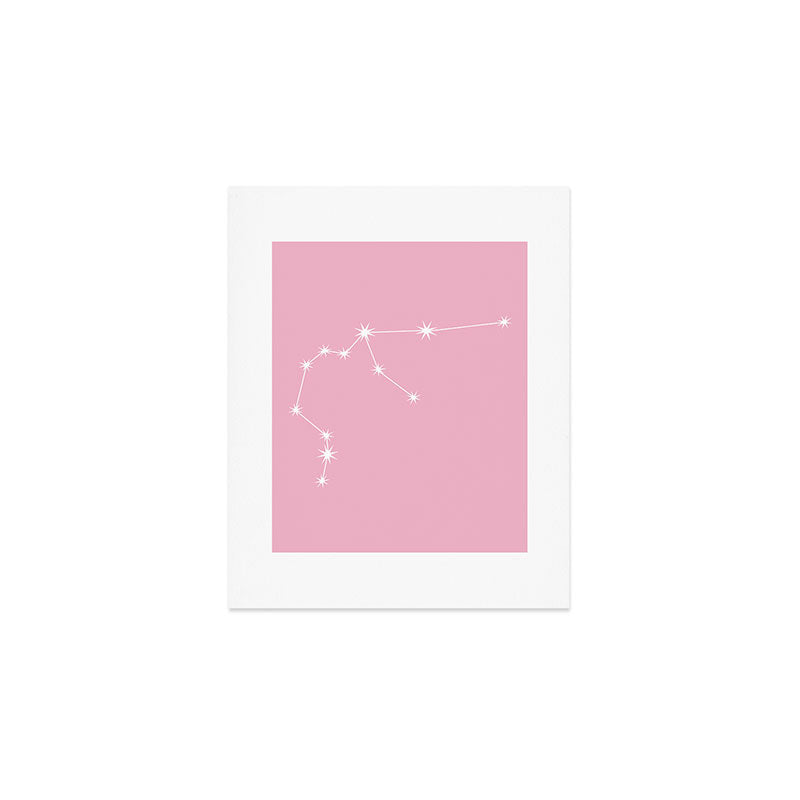 Aquarius Zodiac Star Constellation Line Art Soft Pink Art Print Gallery Image 1