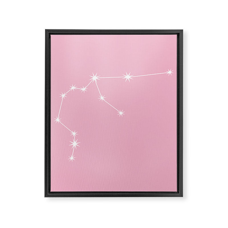 Aquarius Zodiac Star Constellation Line Art Soft Pink Framed Canvas Print Gallery Image 8