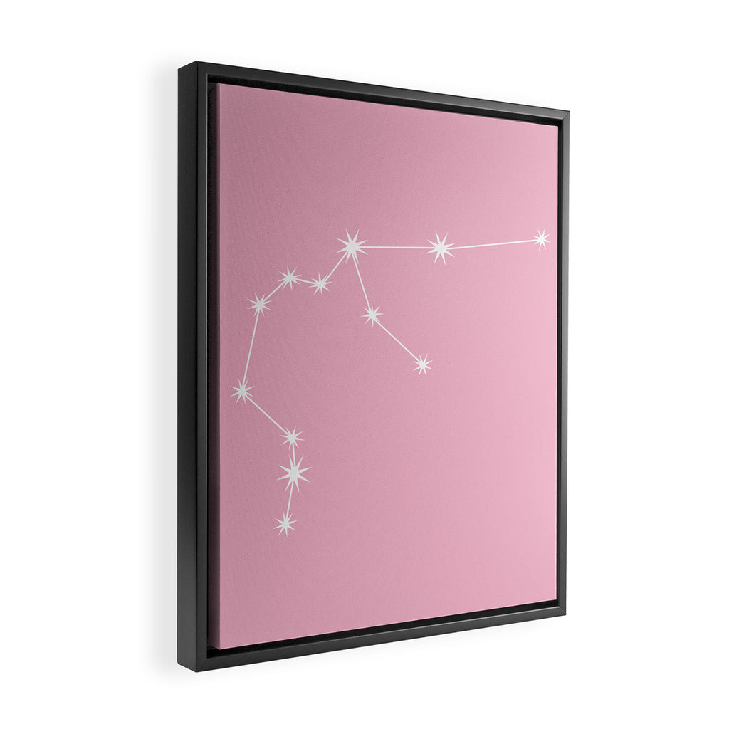 Aquarius Zodiac Star Constellation Line Art Soft Pink Framed Canvas Print Gallery Image 2