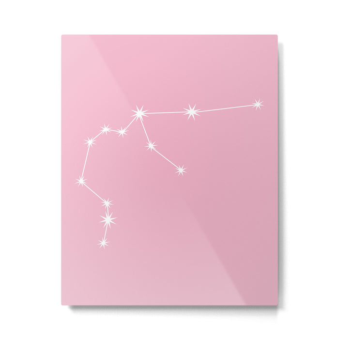 Aquarius Zodiac Star Constellation Line Art Soft Pink Metal Print Gallery Image 1