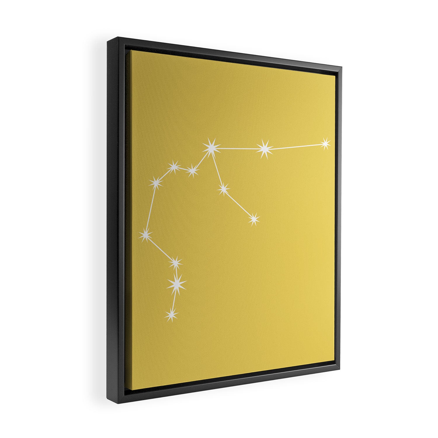 Aquarius Zodiac Star Constellation Line Art Soft Yellow Framed Canvas Print Gallery Image 2