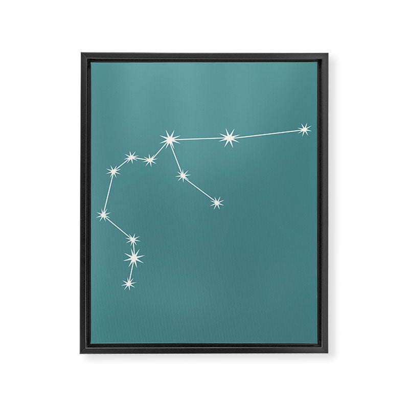 Aquarius Zodiac Star Constellation Line Art Teal Framed Canvas Print Gallery Image 8