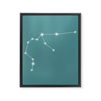 Aquarius Zodiac Star Constellation Line Art Teal Framed Canvas Print Gallery Image 8