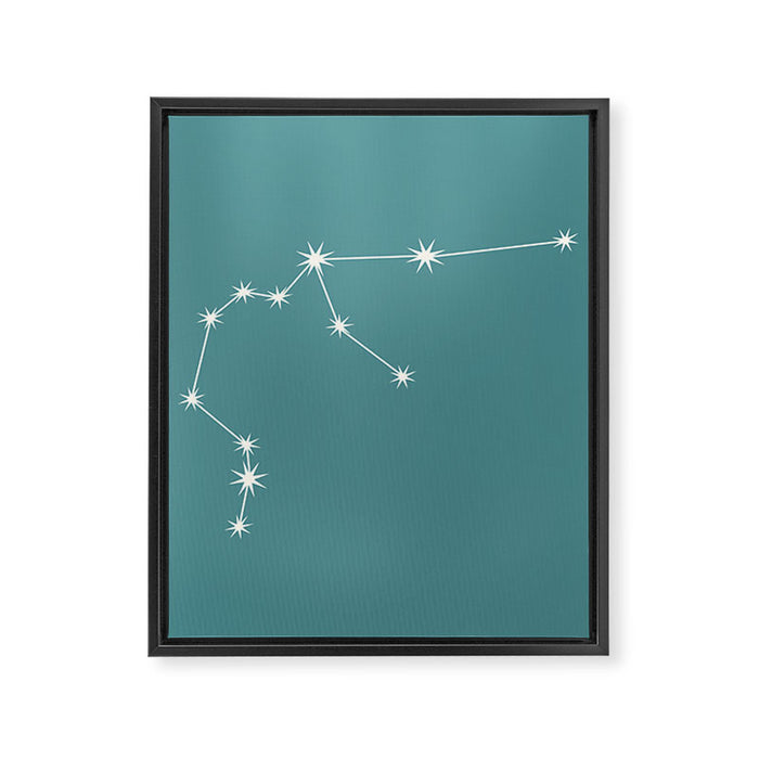 Aquarius Zodiac Star Constellation Line Art Teal Framed Canvas Print Gallery Image 1