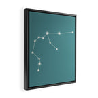 Aquarius Zodiac Star Constellation Line Art Teal Framed Canvas Print Gallery Image 2