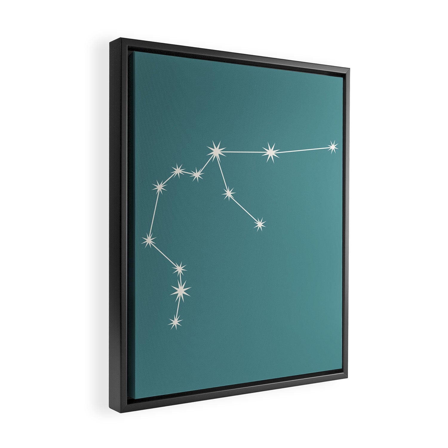 Aquarius Zodiac Star Constellation Line Art Teal Framed Canvas Print Gallery Image 2
