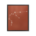 Aquarius Zodiac Star Constellation Line Art Terracotta Red Framed Canvas Print Gallery Image 8
