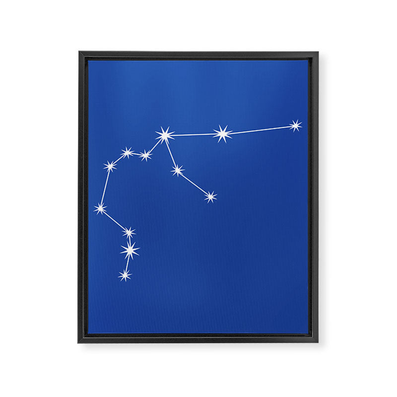 Aquarius Zodiac Star Constellation Line Art Vibrant Blue Framed Canvas Print Gallery Image 8