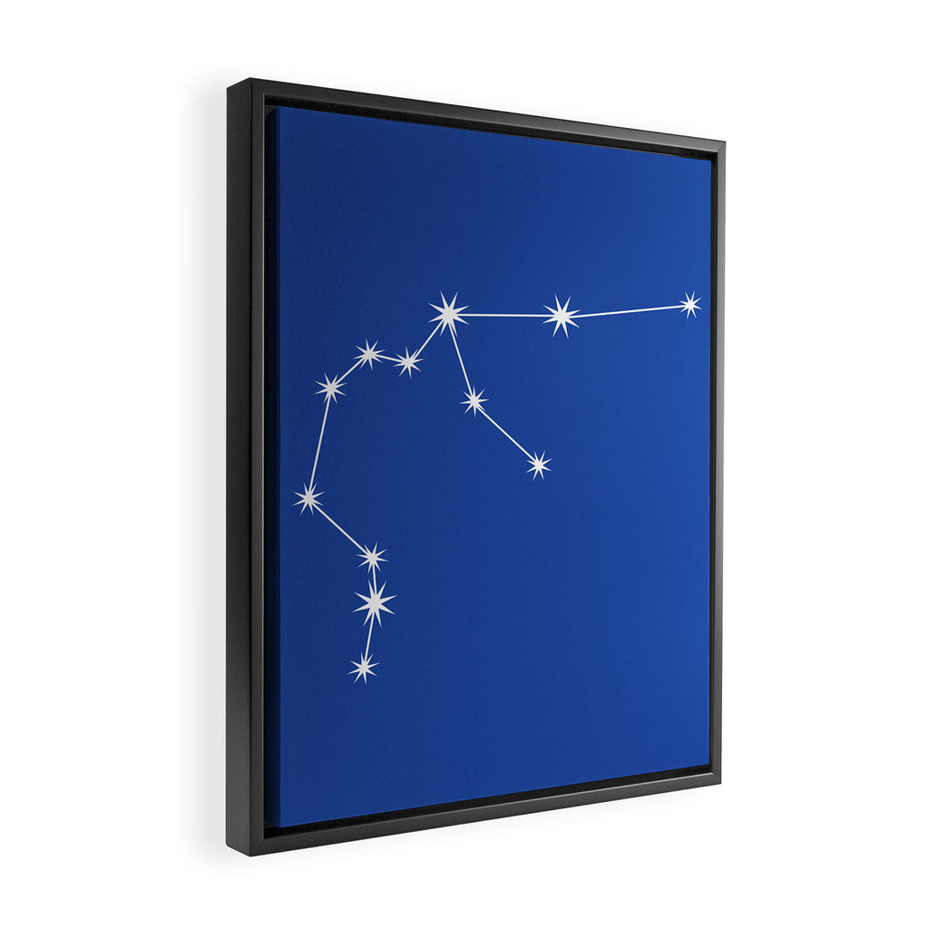 Aquarius Zodiac Star Constellation Line Art Vibrant Blue Framed Canvas Print Gallery Image 2