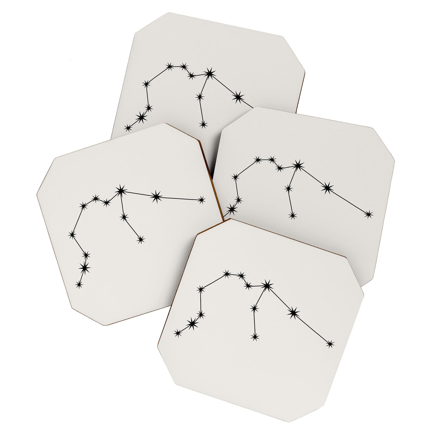 Aquarius Zodiac Star Constellation Line Art White Coaster Gallery Image 1