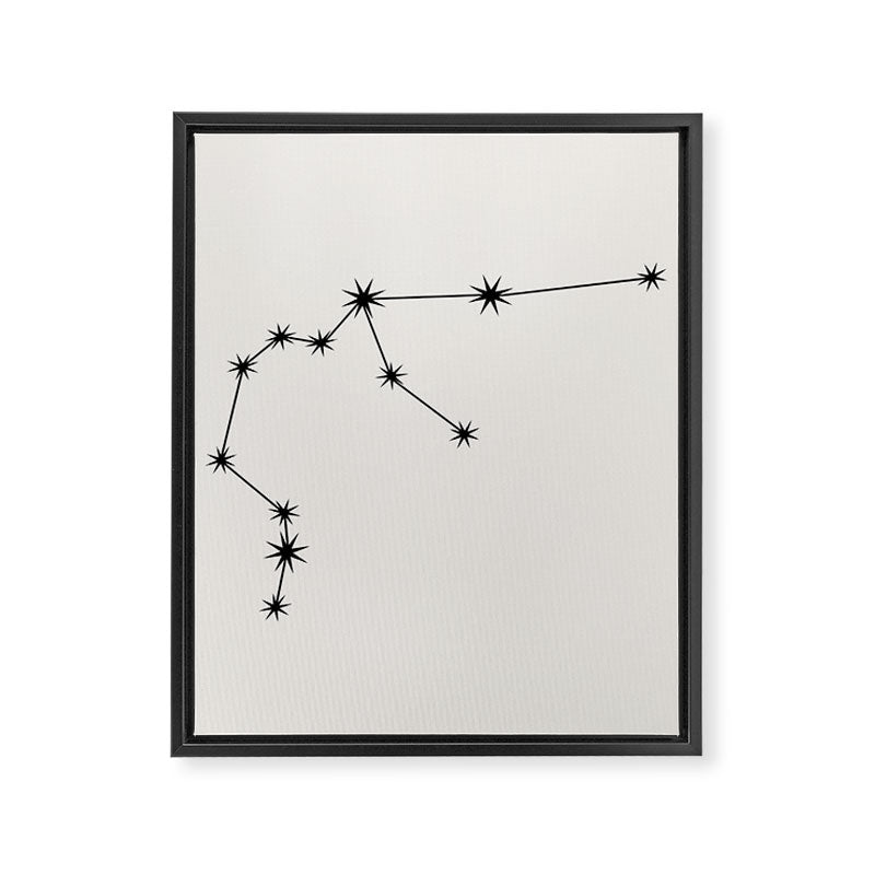 Aquarius Zodiac Star Constellation Line Art White Framed Canvas Print Gallery Image 8
