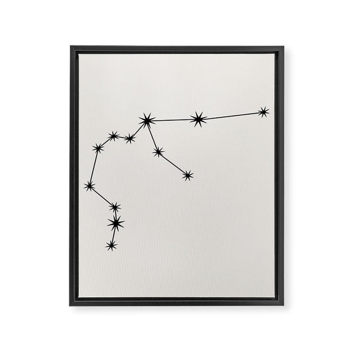 Aquarius Zodiac Star Constellation Line Art White Framed Canvas Print Gallery Image 1