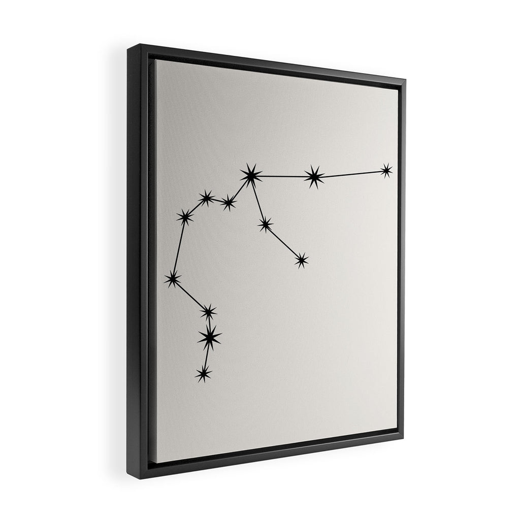 Aquarius Zodiac Star Constellation Line Art White Framed Canvas Print Gallery Image 2