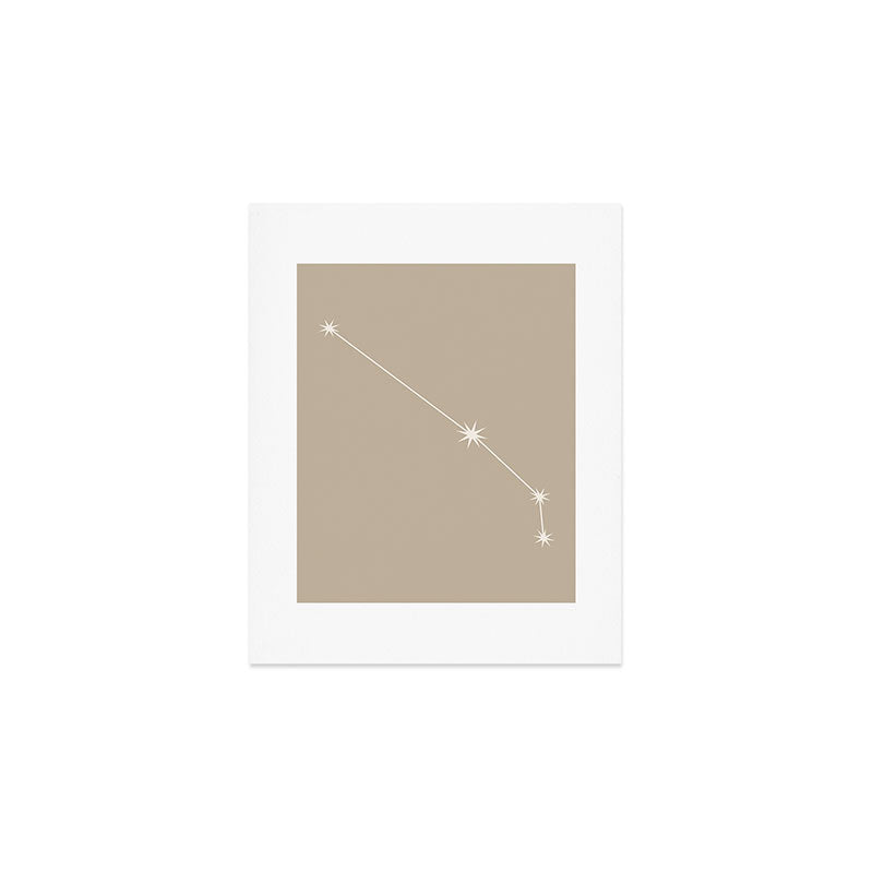 Aries Zodiac Star Constellation Line Art Beige Art Print Gallery Image 1