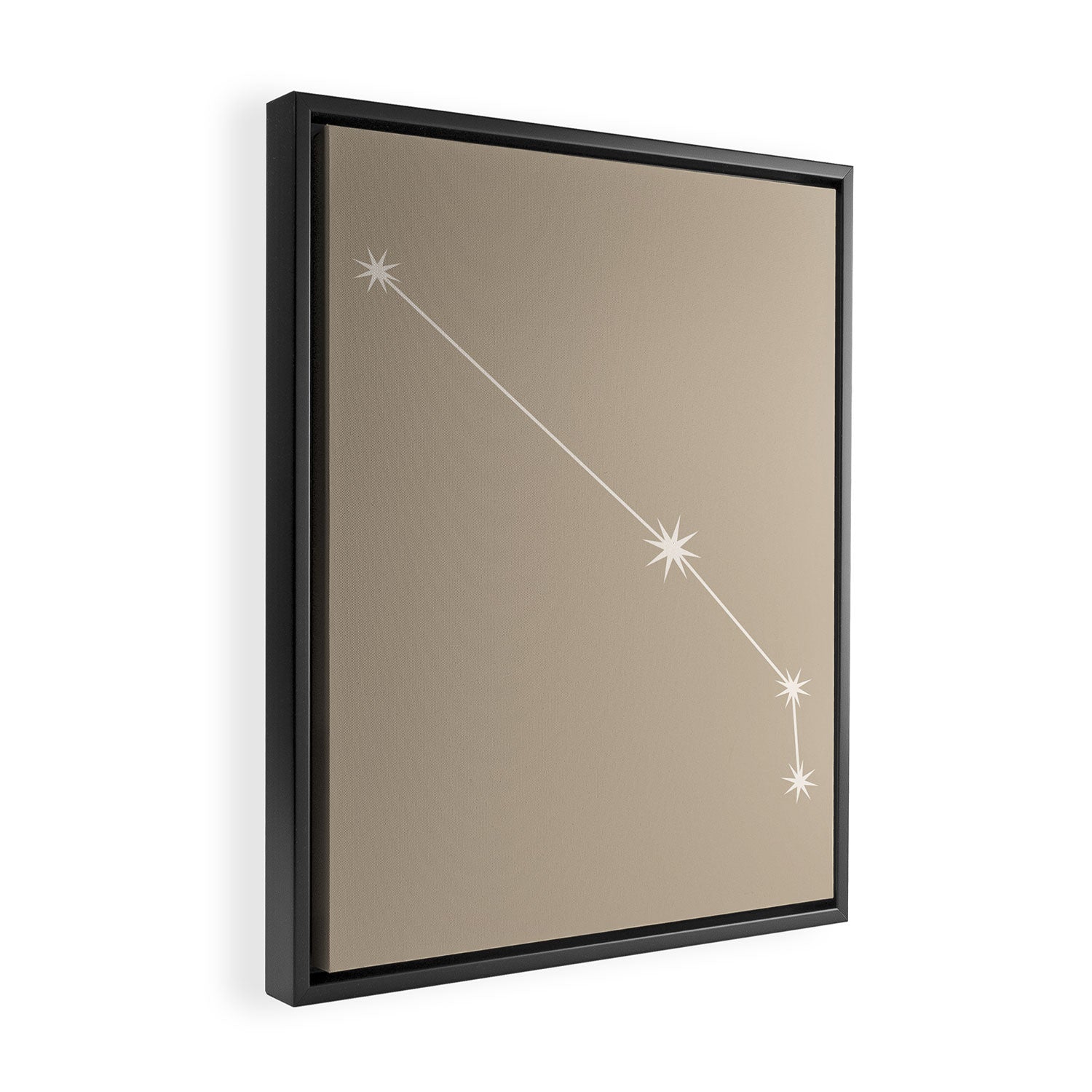 Aries Zodiac Star Constellation Line Art Beige Framed Canvas Print Gallery Image 2