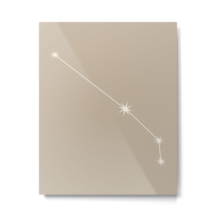 Aries Zodiac Star Constellation Line Art Beige Metal Print Gallery Image 1