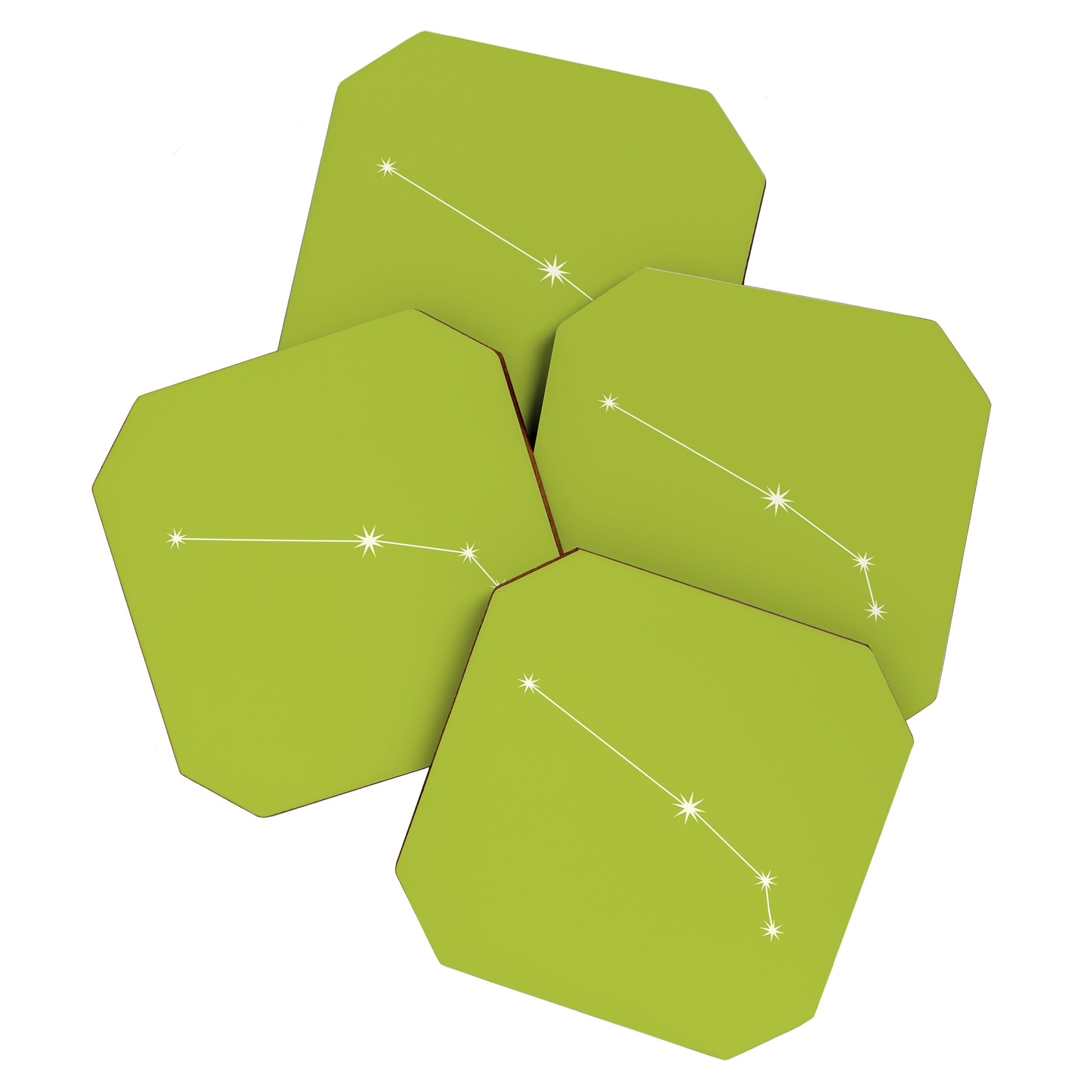 Aries Zodiac Star Constellation Line Art Chartreuse Green Coaster Gallery Image 1