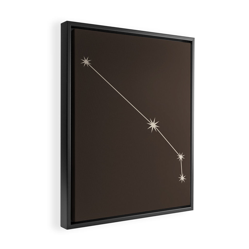Aries Zodiac Star Constellation Line Art Coffee Brown Framed Canvas Print Gallery Image 2
